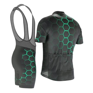 Ensemble maillot et short de cyclisme pour homme, noir avec motif hexagonal jaune, respirant et performant - Product Image 5