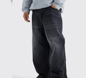 Nuevos Jeans Negros de Cintura Alta y Pierna Ancha para Hombre, Estilo Baggy con Bolsillos, Servicio OEM - Product Image 1