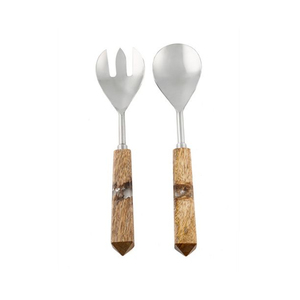 Ensemble de 2 cuillères et fourchettes à salade en acier inoxydable de qualité supérieure, design moderne et minimaliste, avec longues poignées pour la cuisine et la salle à manger - Product Image 4