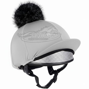 Funda de sombrero ecuestre de competición premium con pompón de piel sintética, elástica, para casco de equitación, de seda, profesional. - Product Image 3