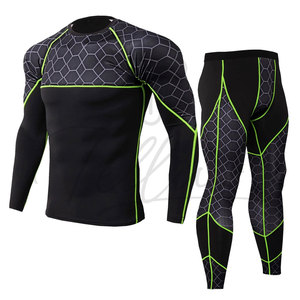 High Quality Wholesale 2-Piece Sportswear <b>Compression</b> Sets <b>Men</b> Running Training <b>Tights</b> Breathable Gym Suits Front Logo - Product Image 1