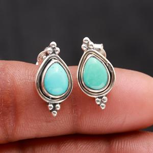 Elegant Bohemian Natural Arizona Turquoise <b>Stud</b> Earrings Women Fashionable Jewelry Bezel Setting Pear Shape Engagement Earring - Product Image 1