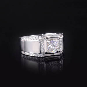 AMBER JEWELS Geometric <b>Cocktail</b> <b>Ring</b> Unisex 14K <b>Gold</b> Plated Lab Grown Diamond Prong Setting Hip Hop Engagement Party IGI - Product Image 2
