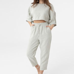 Nouveauté : Ensemble 2 pièces personnalisé avec logo, haut court et pantalon de jogging, vêtements d'été pour femmes - Product Image 5