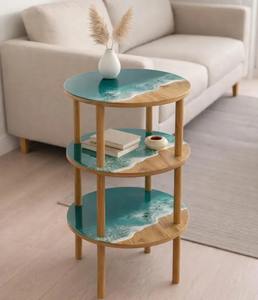 Table à manger en bois massif et résine époxy de qualité supérieure, de style luxueux, pour la maison et la décoration, en provenance d'Inde - Product Image 1