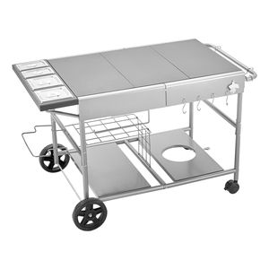 Carrello per Barbecue da Esterno Mobile con Piano di Lavoro 36,4 x 23,4 x 1 Pollici e 4 Contenitori per Spezie per Accessori BBQ - Product Image 1