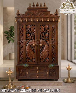 Premium Solid Wood Handmade Pashupatinath Mandir Buy <b>Large</b> Nepali Style Shikhara Temple Traditional Hindu Puja Cabinet for Home - Product Image 3