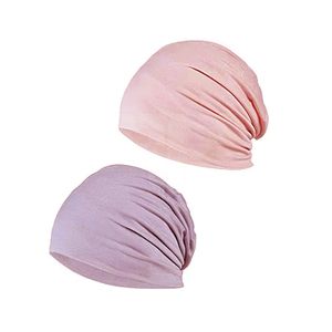YOFASEN Bonnet souple en coton jacquard uni, ajustable, pour chimiothérapie, bonnet de nuit, turban, couvre-chef extensible, musulman, unisexe - Product Image 1