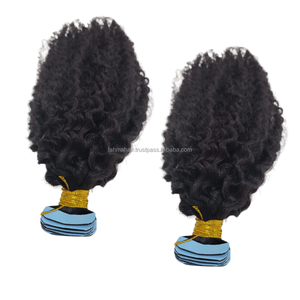Extensiones de Cabello Humano Remy con Adhesivo, Color Natural Rizado, 100% Cabello Humano Original de Indonesia - Product Image 2