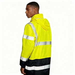 Combinaison de travail unisexe bleu foncé avec bordure orange, bretelles réglables, plusieurs poches, usage industriel, polyester, certifiée CE, résistante aux perforations - Product Image 6