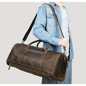 Sac de voyage week-end de luxe en cuir véritable personnalisé, durable, grande capacité, portable, résistant à l'eau, en polyester - Product Image 1