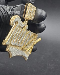 Grand pendentif personnalisé plaqué or, serti de moissanite VVS, avec nom ou lettre, style Hip Hop, avec attache, bijou de rappeur, cadeau pour homme - Product Image 3