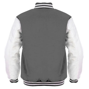 Men's cUSTOM Varsity <b>Jacket</b> With <b>White</b> Sleeves Regular Fit Solid Color Button Closure Preppy Style Autumn Wear - Product Image 5