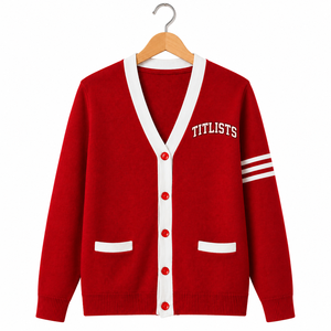 Confectionnez vos pulls personnalisés de haute qualité à col en V pour les logos de sororités/fraternités/écoles/collèges/universités, cardigans tricotés - Product Image 1