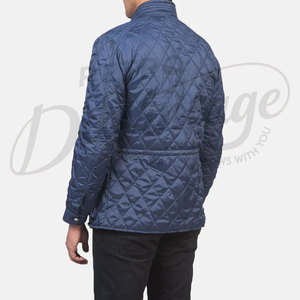 Chaqueta acolchada de hombre, color azul marino premium, con diseño de diamantes, múltiples bolsillos, corte ajustado, acolchada, clásica, informal, con cierre de cremallera, para invierno. - Product Image 6