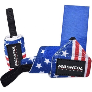 Poignets d'haltérophilie avec impression du drapeau américain Bracelets de levage élastiques personnalisés de 18 "pour femmes Poignets d'entraînement de gymnastique - Product Image 1
