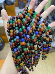 Perles d'agate mélangées arc-en-ciel, perles rondes en agate rouge et verte pour la fabrication de bijoux DIY, options en vrac 4MM 6MM 8MM 10MM 12MM - Product Image 3