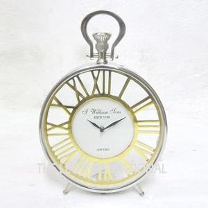 Shiny Polished Stainless Steel Metal Silent Non Ticking Bedside Desk Ware Round Shape Roman Numbers Table <b>Clock</b> - Product Image 4