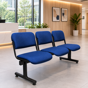 Fauteuil à trois places KINSHA en tissu bleu moderne avec base en métal, garantie 1 an, pour la maison, le bureau, l'école, l'hôpital, la banque - Product Image 3