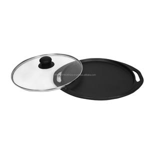 Quality 11-inch Indian Dosa <b>Roti</b> Pizza <b>Pan</b> With Double Handle Glass Lid Trending Online in India at Best Price Induction Bottoms - Product Image 1