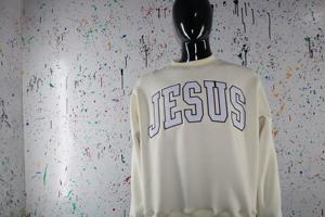 Sweat-shirt à capuche JESUS 100% coton avec broderie appliquée et fermeture éclair, hiver, URBAN PRODUCTIONS - Product Image 3