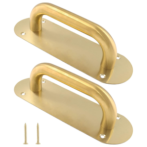 Manija de Puerta Dorada con Placa Plana de Acero Inoxidable para Interiores y Herrajes de Puerta para Uso Residencial y Comercial - Product Image 1