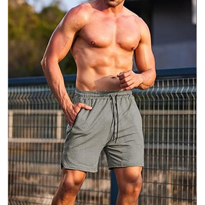 Shorts décontractés en coton pour hommes, taille élastique, couleur unie, shorts de détente d'été, logo personnalisé, vente en gros d'usine OEM - Product Image 4