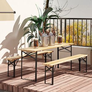 Stile tedesco 6FT portatile tavolo da Picnic in legno con panche Design Anti-lesioni per Patio sala da pranzo Set da giardino - Product Image 2
