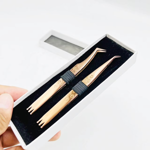 Pinzas Antimagnéticas de Acero Inoxidable con Recubrimiento de Oro Rosa Plasma, Personalizables con Logotipo, 45 Grados, 10 mm, Forma de Corazón para Pestañas - Product Image 4