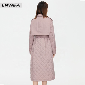 Women's Spring Woven Polyester Trench <b>Coat</b> Padded Long Double Breasted Elegant Casual Button Overcoat Sale - Product Image 4