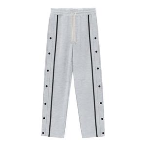 Pantalon de survêtement pour homme, taille élastique, cordon de serrage, bande latérale, bas ouvert, tricoté, coupe ample, léger, écologique - Product Image 5
