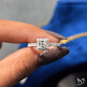 Anillo de Diamante de Laboratorio con Corte Princesa de 0.5 Quilates, Banda Delicada con Pavé, Joyería Nupcial Minimalista, Certificado IGI, Oro Blanco - Product Image 5