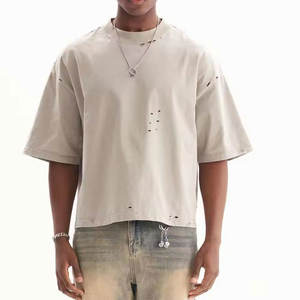 เสื้อยืดดิสเทรสขายส่ง เสื้อยืดลำลองสำหรับผู้ชาย ใส่ได้ในฤดูร้อน เสื้อยืดดิสเทรสขายออนไลน์ - Product Image 1