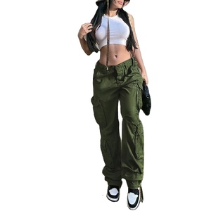 <b>Women</b> Streetwear Multi Pockets Wide Leg High Waist Denim <b>Trousers</b> Casual Wear Jogging Wear Breathable Cargo Pants <b>Women</b> Comfort - Product Image 1