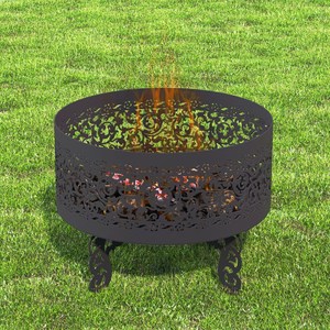 Brasero rond en acier inoxydable avec découpes décoratives, portable, pour camping et chauffage – Offre spéciale - Product Image 4