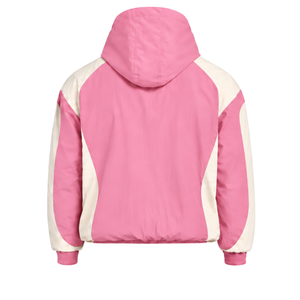 <b>Mens</b> <b>Pink</b> Neutral Colorblock Windbreaker <b>Hoodie</b> Lightweight Quarter Zip Pullover Jacket Outdoor Sports Running Casual Wear - Product Image 2