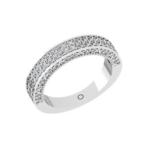 Bague de mariage unisexe à deux rangées de diamants personnalisée OEM ODM classique bague de fiançailles cadeau d'anniversaire bagues fines pour la fête en gros en vrac - Product Image 1