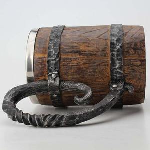 Lot de Chopes à Bière Rustiques en Bois Sculptées à la Main, Durables, 350 ml - Product Image 4