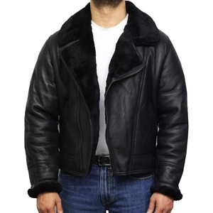 Wholesale Men B3 Shearling Bomber <b>Jacket</b> Genuine Sheepskin Leather Autumn Warm Aviator <b>Pilot</b> Flight Coat OEM ODM Stand Front - Product Image 3