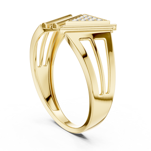 Anillo de Diamante Cultivado en Laboratorio VANGUARD TRIANGLE para Hombre, Juego de Anillos de Oro Amarillo Sólido de 18 Quilates con Baño de Rodio, Estilo Minimalista para Boda, Compromiso o Fiesta - Product Image 3