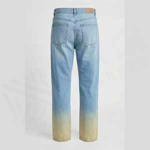 Straight-Leg High Waist Gradient Color Denim Jeans <b>Men</b> Regular Fit Cotton Casual Spring Style Pants - Product Image 2