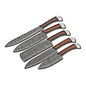 High Quality Damascus Steel <b>Kitchen</b> Knife Set with Leather Cover Durable Chef Knives Collection for Cooking Enthusiasts - Product Image 6