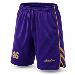 KhumBro Basketball Jersey Set Purple Gold Sublimated 46 Unisex Adult Breathable Mesh V-Neck Sleeveless <b>Athletic</b> Wear - Product Image 3