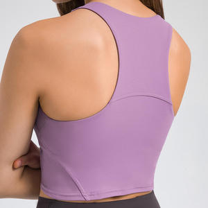 Camiseta sin mangas Racerback para mujer, tops deportivos para correr y gimnasio, tops acanalados suaves con cuello redondo para mujer - Product Image 5