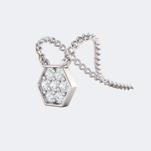 0.20CTW Round Bezel-<b>Framed</b> Hexagon Pendant Necklace - Product Image 5