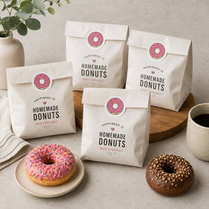 Bolsas de Papel Antigrasa para Donuts con Asas Troqueladas, Ecológicas, Biodegradables, Impresión Offset, Reciclables, Bolsas Estándar para Envasado de Alimentos - Product Image 4