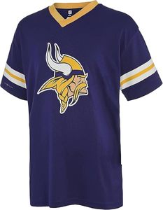 Camiseta Morada de los Minnesota Vikings con Cuello en V, Rayas Amarillas y Blancas y Logotipo Bordado - Product Image 2
