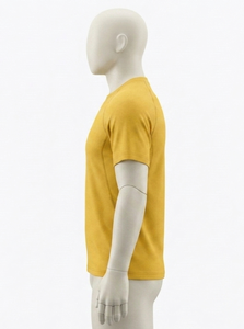 เสื้อยืดคอกลมแขนสั้นสีเหลืองมัสตาร์ดสำหรับผู้ชาย ระบายเหงื่อได้ดี ทรงปกติ ผลิตจากโพลีเอสเตอร์ 100% สีพื้น ใส่ได้ทุกฤดู - Product Image 3