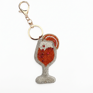 Llavero de cristal con cuentas hecho a mano, bonito colgante de bebida naranja para mujer - Product Image 2