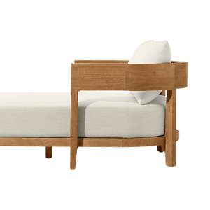 Chaise longue de qualité supérieure en teck massif, durable, confortable, avec coussin, design moderne et minimaliste, pour piscine, hôtel, villa, resort. - Product Image 4